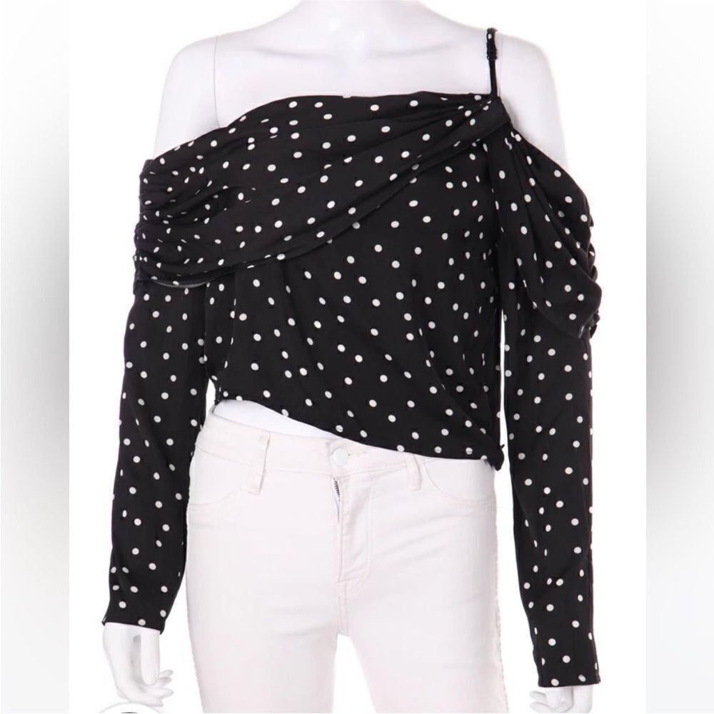 Linn Ahlborg Black Polka Dot Off-Shoulder Top, XS